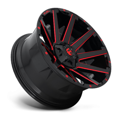 Aluminum Wheels 20X9 Contra D643 5 On 114.3/5 On 127 Gloss Red/Milled 78.1 Bore 1 Offset Multi Spoke Fuel Off Road Wheels