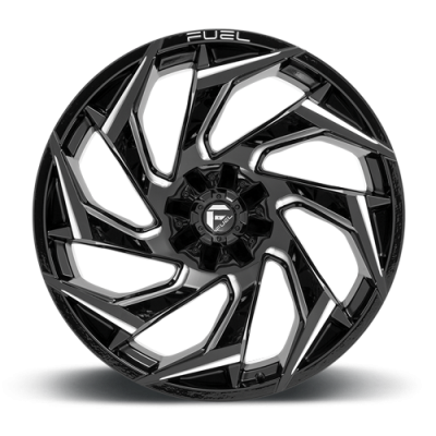 Aluminum Wheels 24X12 Reaction D753 5 On 127/5 On 139.7 Gloss Black/Milled 87.1 Bore -44 Offset Fuel Off Road Wheels