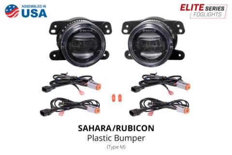 Elite Series Fog Lamps for 2018-2022 Jeep JL Wrangler Sahara/Rubicon w/ Plastic Bumper Pair Yellow 3000K Diode Dynamics