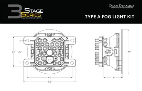 SS3 LED Fog Light Kit for 2014-2018 Subaru Forester White SAE Fog Sport w/ Backlight Diode Dynamics