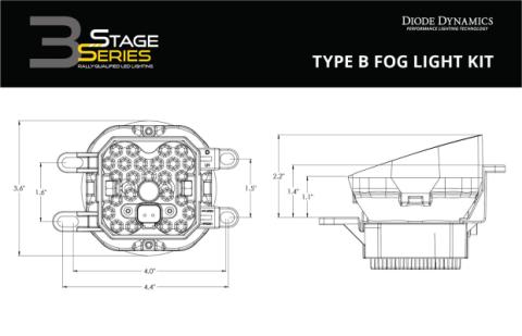 SS3 LED Fog Light Kit for 2009-2014 Toyota Venza Yellow SAE Fog Pro w/ Backlight Diode Dynamics