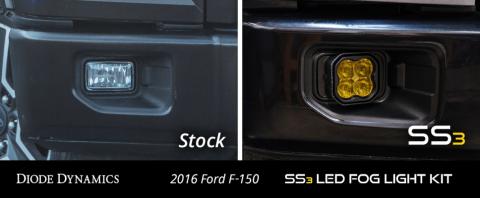 SS3 LED Fog Light Kit for 2015-2020 Ford F-150 Yellow SAE Fog Pro w/ Backlight Diode Dynamics