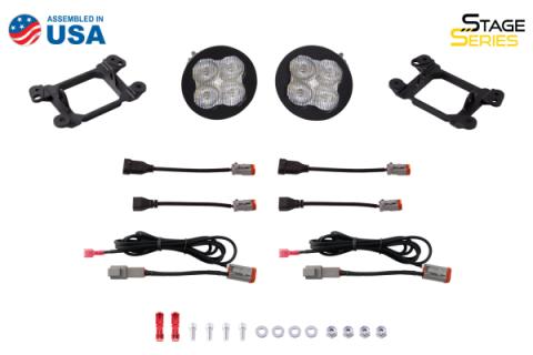 SS3 LED Fog Light Kit for 2011-2013 Jeep Grand Cherokee Yellow SAE Fog Sport w/ Backlight Type M Bracket Kit Diode Dynamics