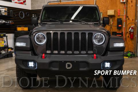 SS3 LED Fog Light Kit for 2018-2021 Jeep JL Wrangler Yellow SAE Fog Max w/ Backlight Type M Bracket Kit Diode Dynamics