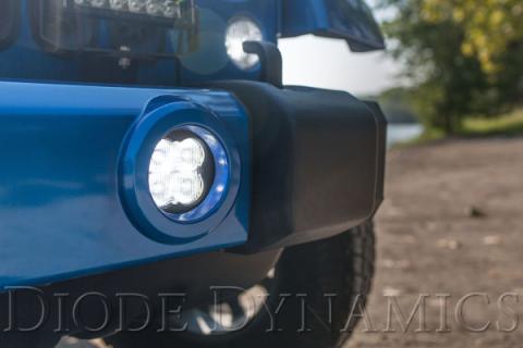 SS3 LED Fog Light Kit for 2007-2018 Jeep JK Wrangler Yellow SAE Fog Pro w/ Backlight Type MR Bracket Kit Diode Dynamics