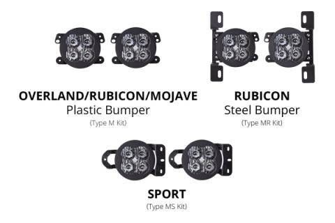 SS3 LED Fog Light Kit for 2020-2021 Jeep Gladiator White SAE Fog Max w/ Backlight Type MS Bracket Kit Diode Dynamics