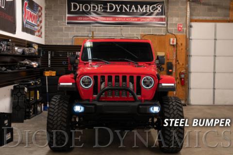 SS3 LED Fog Light Kit for 2020-2021 Jeep Gladiator White SAE Fog Max w/ Backlight Type MS Bracket Kit Diode Dynamics