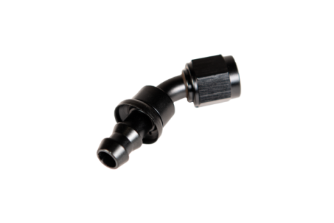 -8 45 Degree to Hose Barb Black Fleece Performance