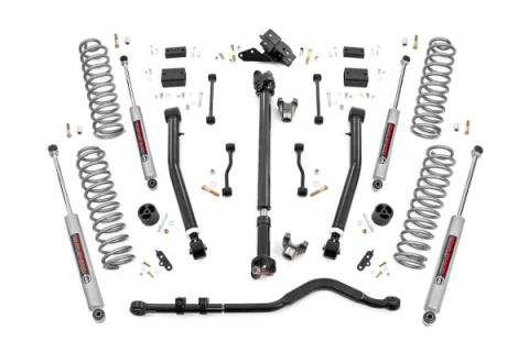 3.5 Inch Jeep Suspension Lift Kit Preminum N3 Stage 2 Coils &amp; Adj. Control Arms 18-20 Wrangler JL-2 Door Rough Country