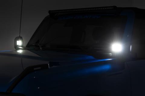 LED Light Ditch Mount 2 Inch Black Series Pair Flood Pattern 21-Up Ford Bronco Rough Country