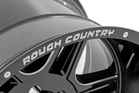 92 Series Wheel Machined One-Piece Gloss Black 22x12 8x6.5 -44mm Rough Country
