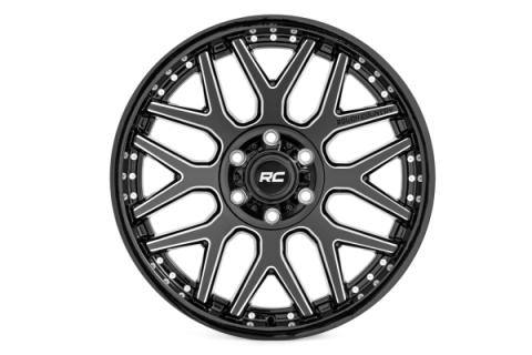 95 Series Wheel Machined One-Piece Gloss Black 22x10 6x5.5 -25mm Rough Country