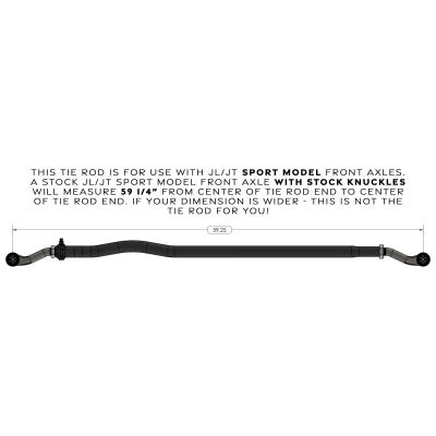 Currectlync Jeep JL/JT Tie Rod Bolts-On In Sport Model High Steer Applications Only 1.65 Inch Dia. Tube Construction Forged Tie Rod Ends Incl. Jam Nuts And Adjusters RockJock 4x4