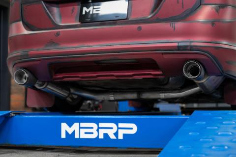 2017-19 Volkswagen Golf Sportwagen and Alltrack 1.8T Armor Pro T304SS 3 Inch Cat-Back, 2.5 Inch Dual Split Rear, Carbon Fiber Tips, Factory Through Bumper MBRP