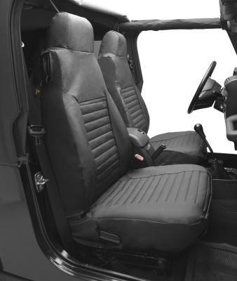 Jeep Cj5 Seat Covers For Jeep 1980-1983 CJ5 Front Premium Vinyl Fabric Black Denim Bestop
