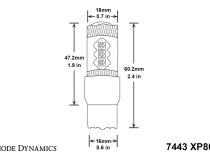 7443 LED Bulb XP80 LED Red Single Diode Dynamics