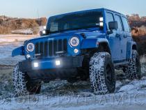 SS3 LED Fog Light Kit for 2007-2018 Jeep JK Wrangler Yellow SAE Fog Sport w/ Backlight Type M Bracket Kit Diode Dynamics