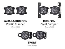 SS3 LED Fog Light Kit for 2018-2021 Jeep JL Wrangler Yellow SAE Fog Max w/ Backlight Type M Bracket Kit Diode Dynamics