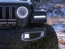 SS3 LED Fog Light Kit for 2018-2021 Jeep JL Wrangler Yellow SAE Fog Pro w/ Backlight Type MS Bracket Kit Diode Dynamics