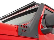 Jeep 50-Inch Straight LED Light Bar Upper Windshield Kit w/ Single-Row Black Series LED 20-Up Gladiator JT 18-20 Wrangler JL Rough Country